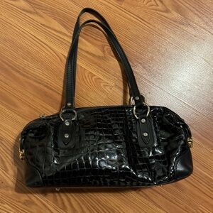 Marino Orlandi Croc Embossed Leather Black Bag Purse NWOT‎
